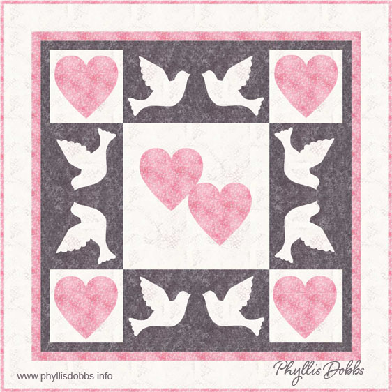 Dove and Heart Wedding Quilt Pattern
